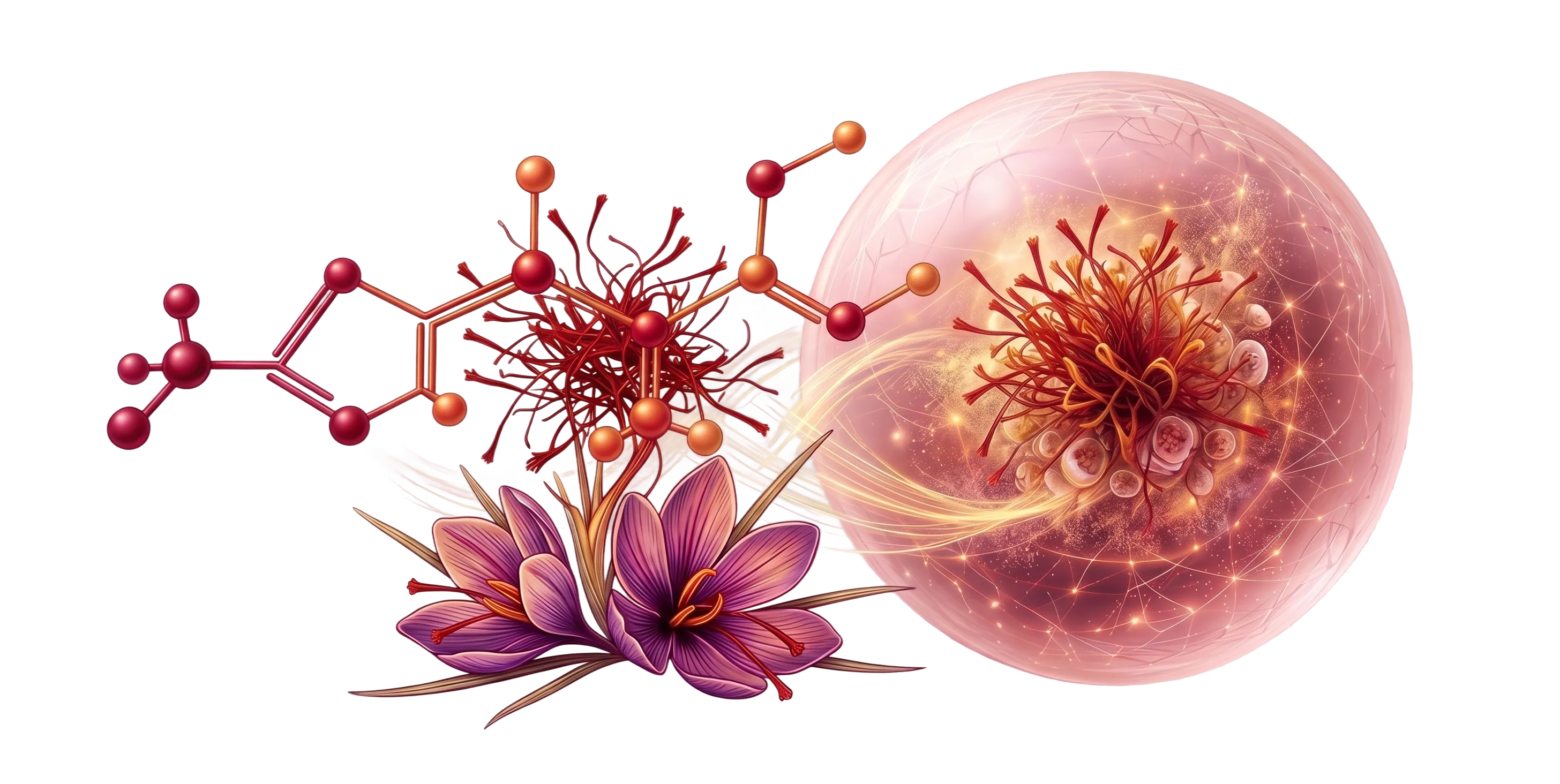 Saffron and terpene science illustration