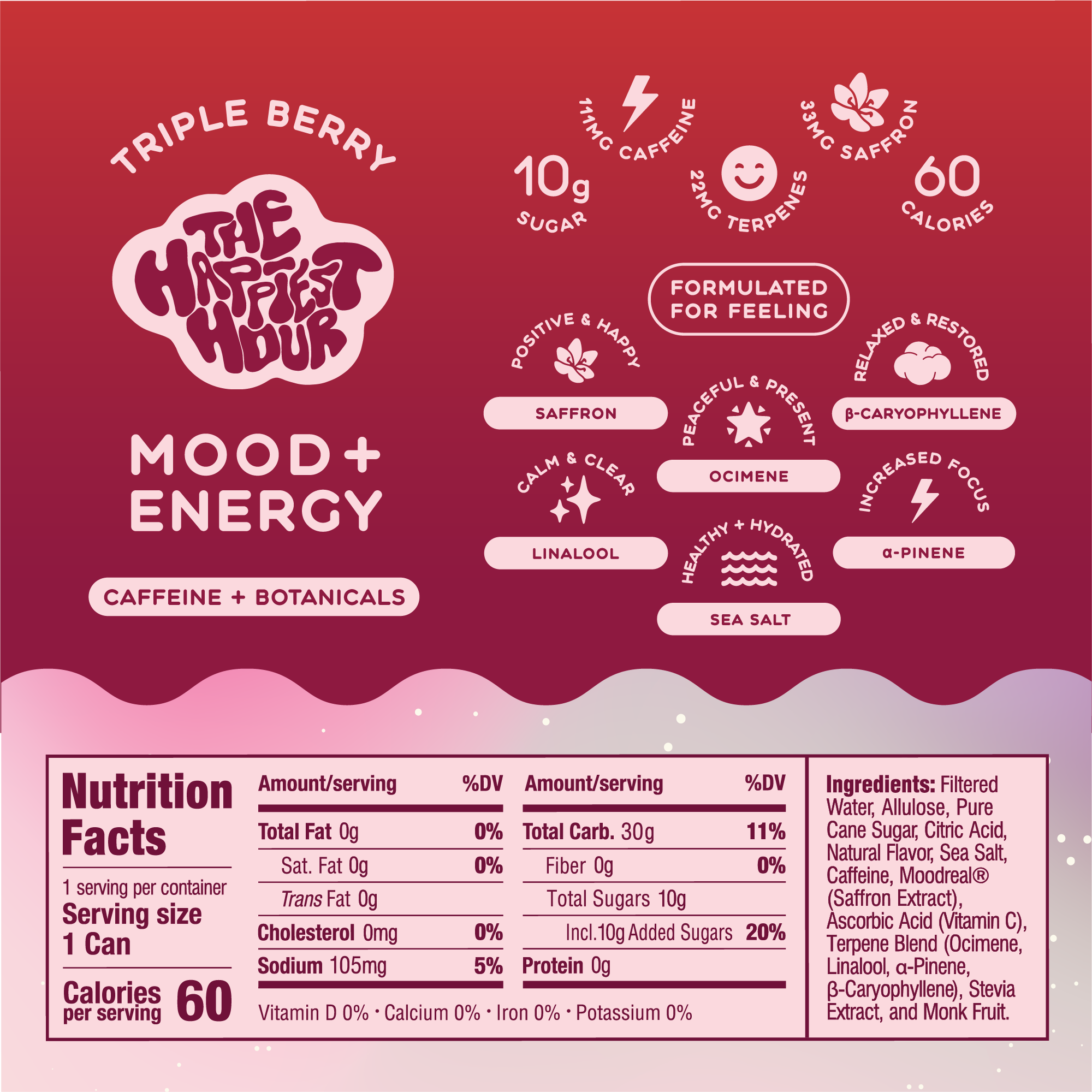 Triple Berry - Mood + Energy Infused with Saffron + Botanicals, Low Sugar